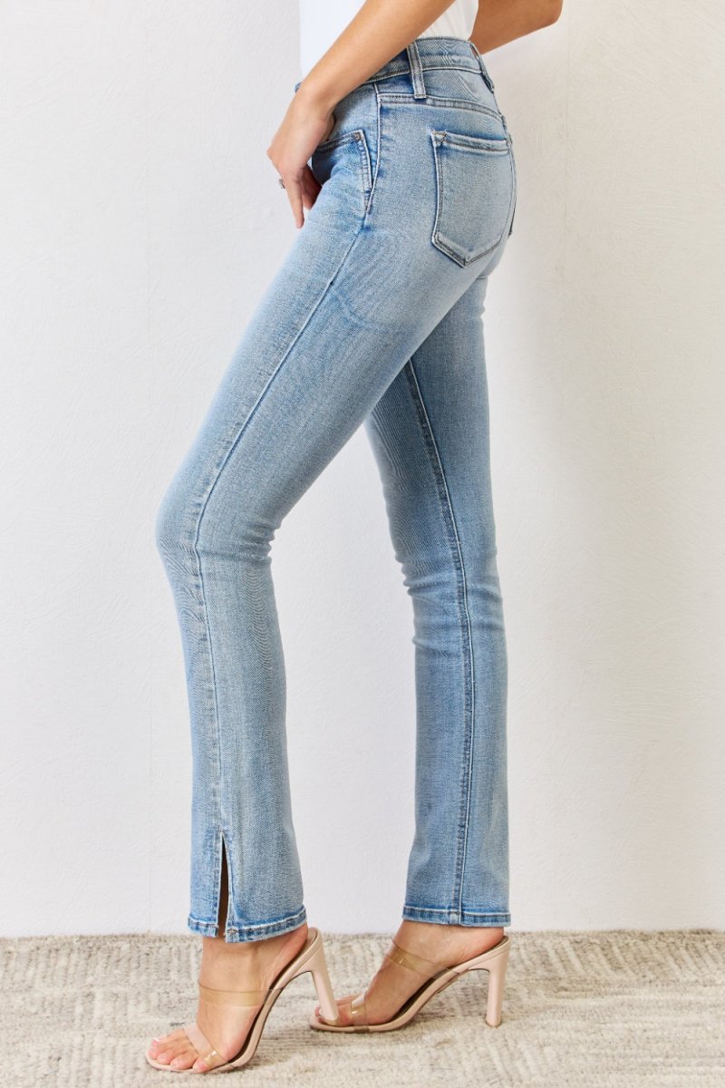 Kancan Full Size Mid Rise Y2K Slit Bootcut Jeans - Bottoms Sale
